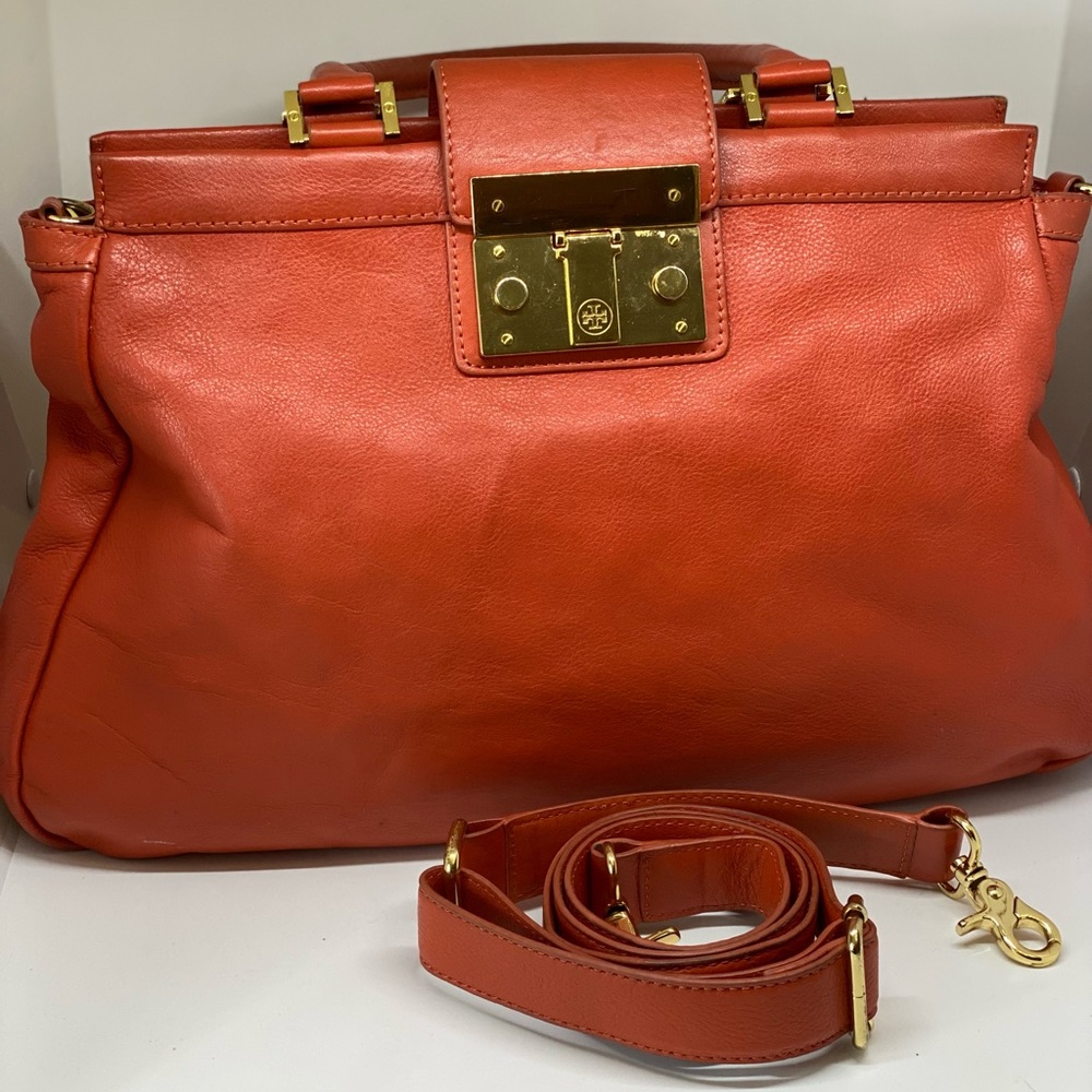 TORY BURCH Salmon Leather Tote - Picture 1 of 15